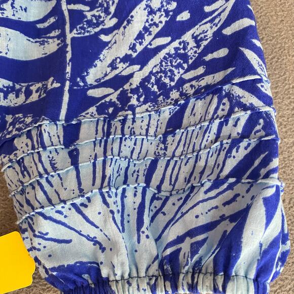 Vtg 80s 90s Two Potato Laguna Beach Midi Tiered Muumuu Dress XS Cotton Blue NOS - Picture 10 of 16